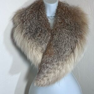 Luxury Natural Fox Fur Stole in Warm Brown and Cream